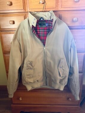 Walker & Hawkes Men's Tan Harrington-Style Bomber Jacket